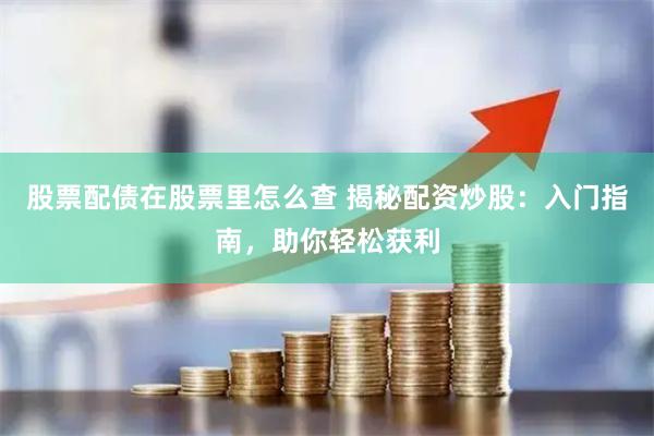 股票配债在股票里怎么查 揭秘配资炒股：入门指南，助你轻松获利